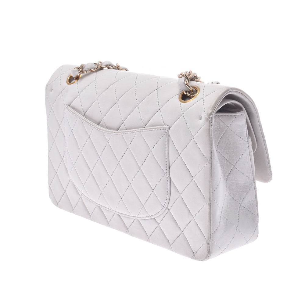 シャネルマトラッセ チェーンショルダーバッグ グレー ゴールド金具