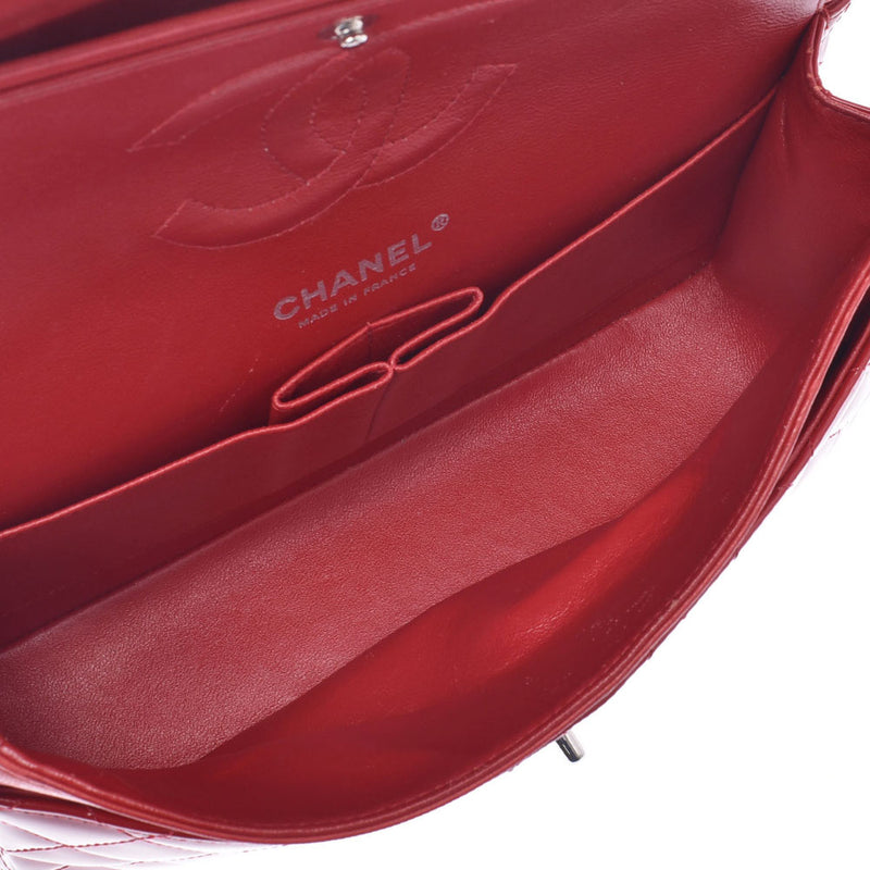 Chanel Maestro chain Shoulder Bag Red Silver Metallic ladies enamel shoulder bag