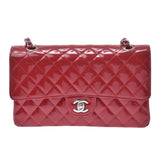 Chanel Maestro chain Shoulder Bag Red Silver Metallic ladies enamel shoulder bag