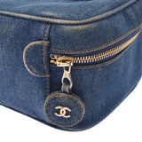 CHANEL Horizontal Vanity Blue Ladies Denim Handbag Used