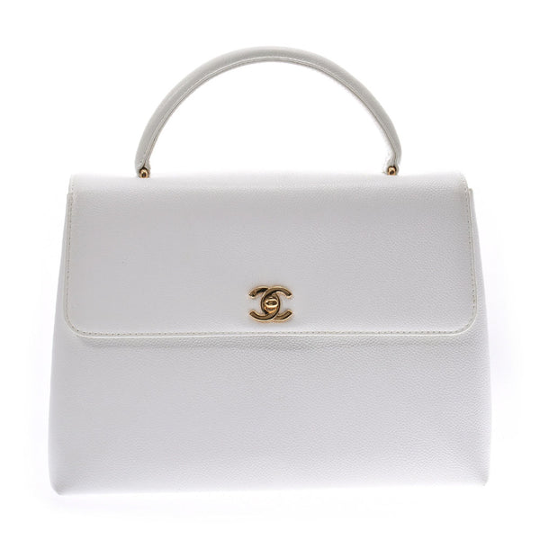 CHANEL Chanel white gold hardware women's caviar skin handbag second hand
