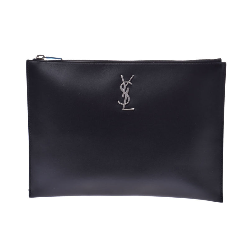 SAINT LAURENT サンローラン 黒 レディース カーフ クラッチバッグ 新同 中古 銀蔵