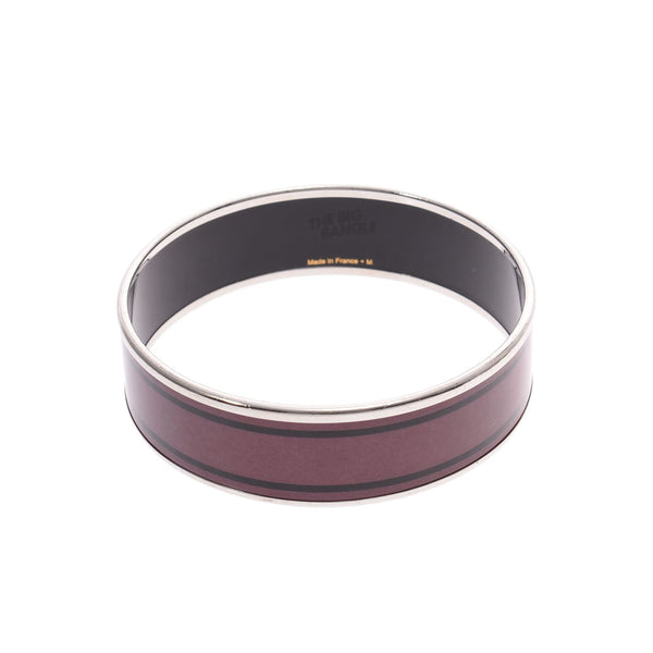 HERMES Hermes Ameille GM H motif purple system / black silver metal fittings unisex Cloisonne / SV bangle used