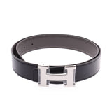 HERMES Hermes H belt size 85 cm ethane black silver metal fitting D engraved (around 2019) engraved ladies box calf Togo belt