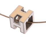 HERMES Hermes H cube ivory silver metal fittings Lady's SV necklace    Used