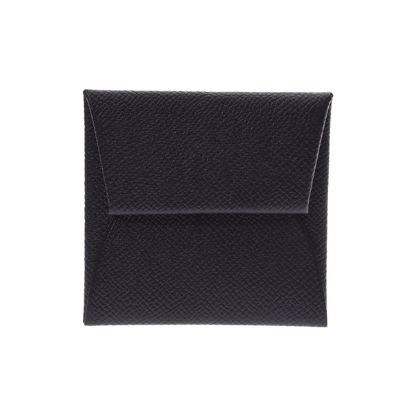 HERMES Hermes Bastia Coin Purse Black X Engraved (around 2016) Engraved Unisex Veau Epson Coin Case Used