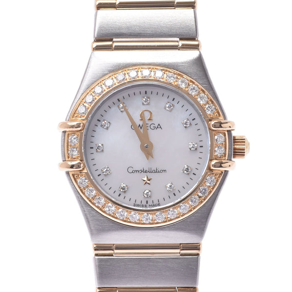 OMEGA オメガコンステレーション 12P diamond bezel diamond 1267.75 Lady's YG/SS watch quartz shell clockface AB rank used silver storehouse