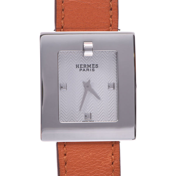 HERMES Hermes belt watch BE1.210 □ O carved seal (about 2011) Lady's SS/ leather watch quartz white clockface AB rank used silver storehouse