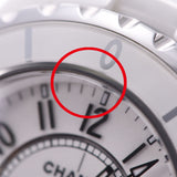 CHANEL Chanel J12 33mm H0968 Boys white ceramic watch quartz white clockface A rank used silver storehouse
