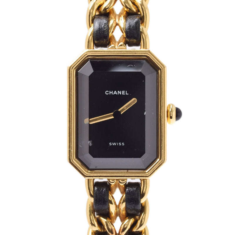 CHANEL Chanel Premier Size M H0001 Ladies GP/Leather Watch Quartz Black Dial AB Rank Used Ginzo