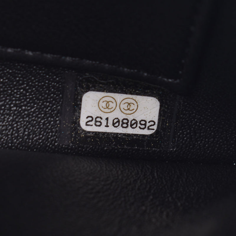 14143 CHANEL Chanel flap bag 2WAY logo plate black Lady's lambskin shoulder bags    Used