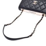 14143 CHANEL Chanel flap bag 2WAY logo plate black Lady's lambskin shoulder bags    Used