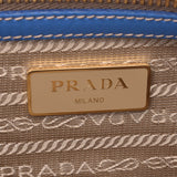 PRADA Prada Beige Blue Ladies Canvas 2WAY Bag 1BA111 Used
