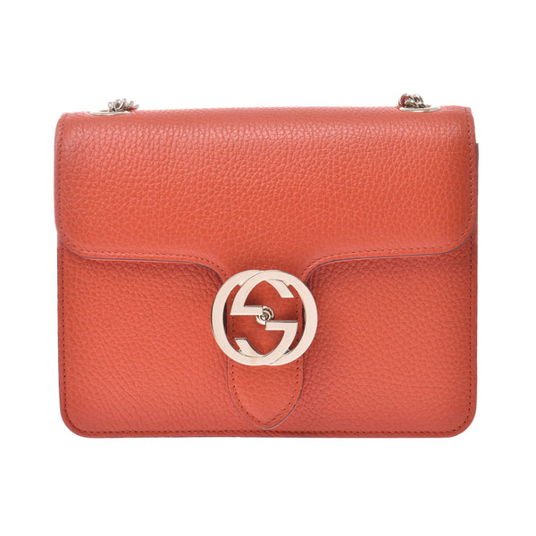 GUCCI Gucci interlocking chain shoulder bag orange ladies calf shoulder bag 510304 used