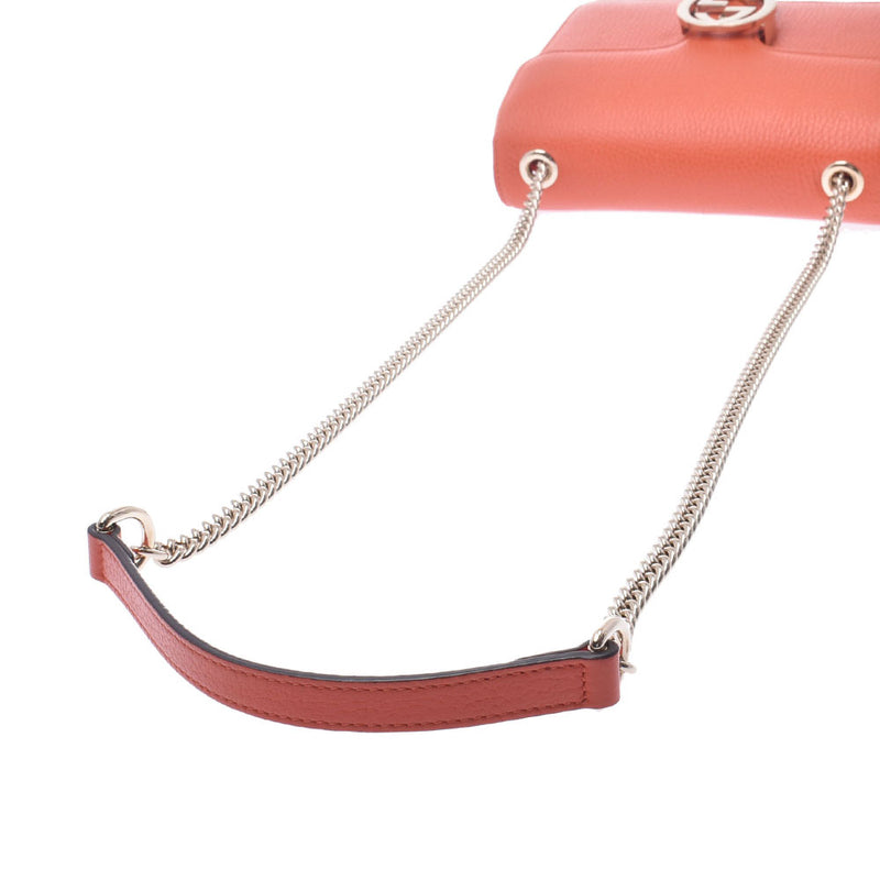 GUCCI Gucci interlocking chain shoulder bag orange ladies calf shoulder bag 510304 used