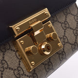 GUCCI Gucci GG Small Padlock Chain Shoulder Bag Beige/Black Gold Bracket Women's PVC Calf Shoulder Bag 409487 Used