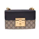 GUCCI Gucci GG Small Padlock Chain Shoulder Bag Beige/Black Gold Bracket Women's PVC Calf Shoulder Bag 409487 Used