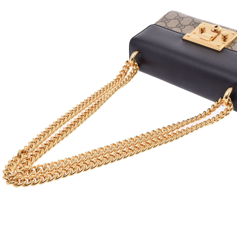 GUCCI Gucci GG Small Padlock Chain Shoulder Bag Beige/Black Gold Bracket Women's PVC Calf Shoulder Bag 409487 Used