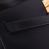 HERMES Hermes Kelly 32 outer sewing black × gold metal fittings ○ A engraved (circa 1971) engraved ladies box calf 2WAY bag used