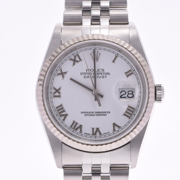 ROLEX Rolex date just 16,234baud is WG/SS watch self-winding watch white clockface A rank used silver storehouse