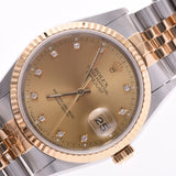 ROLEX Rolex Datejust 10P diamond 16233 boys YG/SS watch automatic winding champagne dial A rank second-hand silver stock