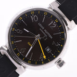 Louis Vuitton tambour GMT q1q 1155 Mens SS / Rubber Watch automatic dark brown dial