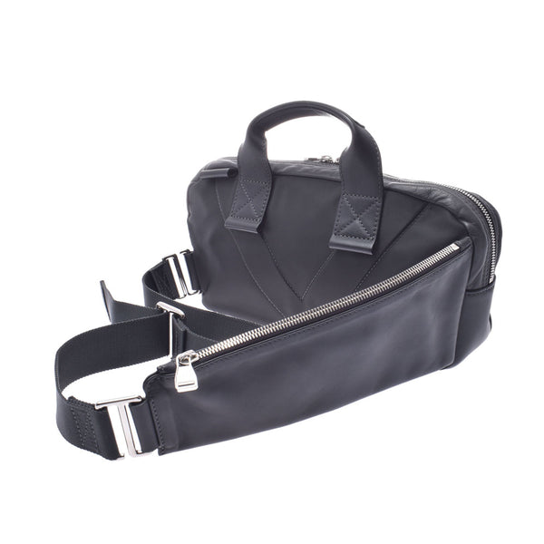 LOUIS VUITTON Louis Vuitton Fast Gaston V line gray unisex leather waist bag M50445 used