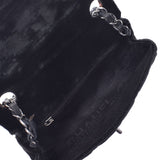 CHANEL chain shoulder bag 14143 black silver metal fittings ladies velor shoulder bag used