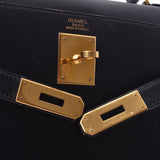 HERMES Hermes Kelly 32 outer sewing black × gold metal fittings □B stamped (around 1998) stamped ladies box calf 2WAY bag used