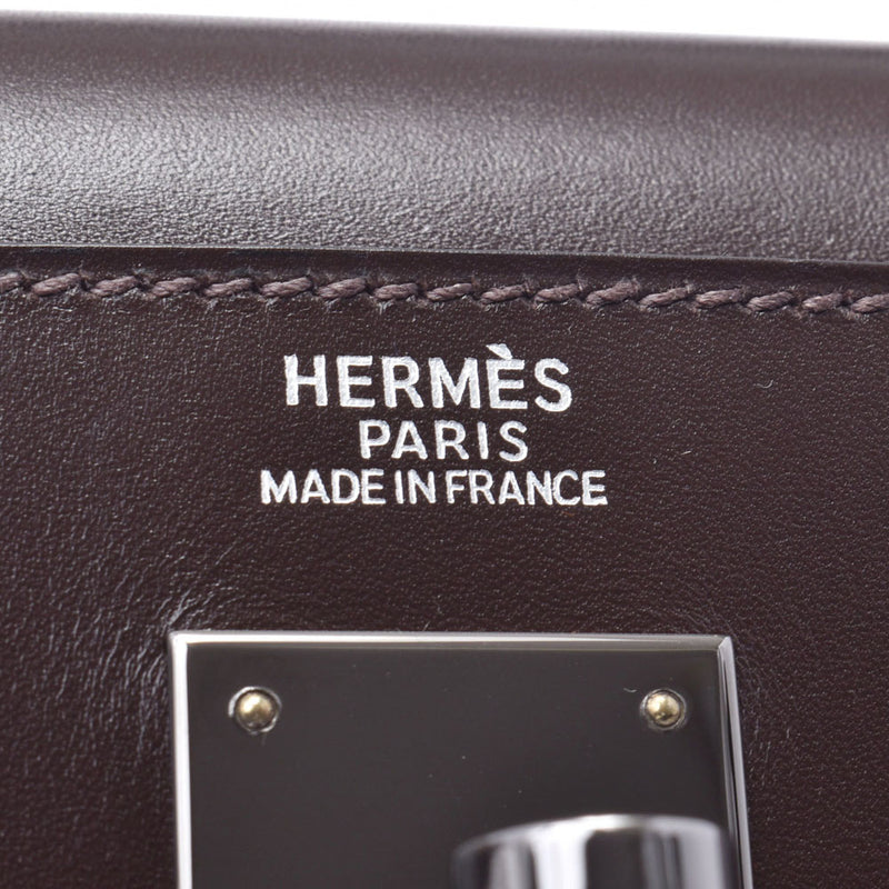 HERMES エルメス ケリー32 外縫い 茶 ルテニウム金具 □J刻印(2006年頃) レディース ボックスカーフ 2WAYバッグ 新同 中古 銀蔵