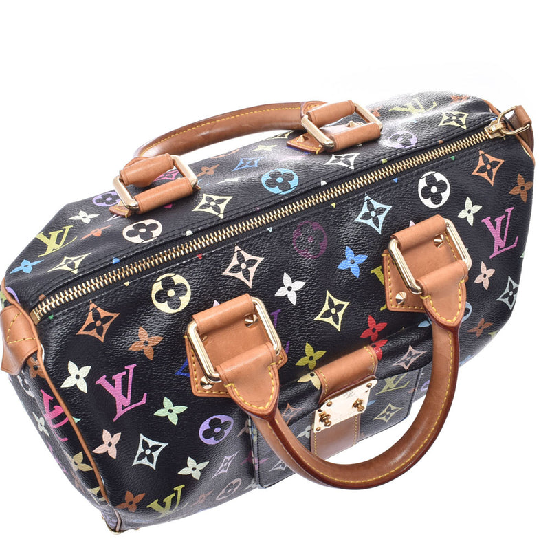 Authenticated Used Louis Vuitton Monogram Multicolor Speedy 30 Noir M92642  Handbag 