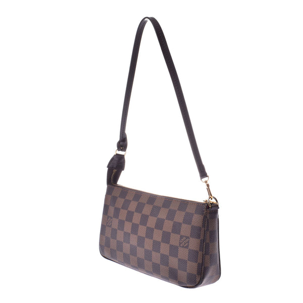 LOUIS VUITTON Louis Vuitton Accessory Pouch New Damier Brown Gold Hardware Ladies Damier Canvas Accessory Pouch N41206 Used