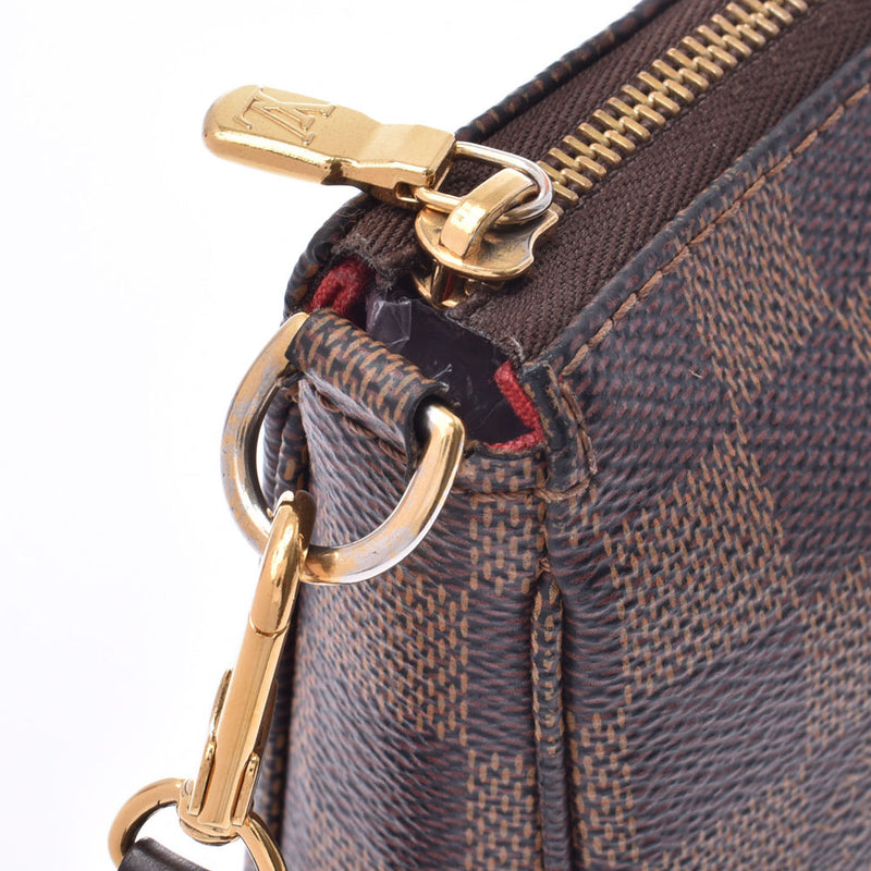 路易威登路易威登配件袋新达米尔棕色黄金五金女士达米尔帆布配件袋n41206使用