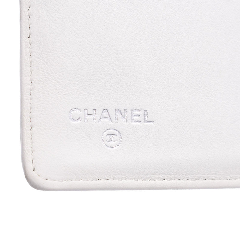 CHANEL Camellia Wallet White Ladies Leather Bi-fold Wallet Used