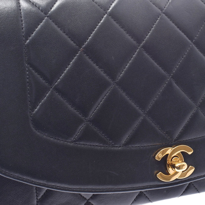 CHANEL Chanel Diana 14143 Black Gold Hardware Ladies Lambskin Shoulder Bag Used