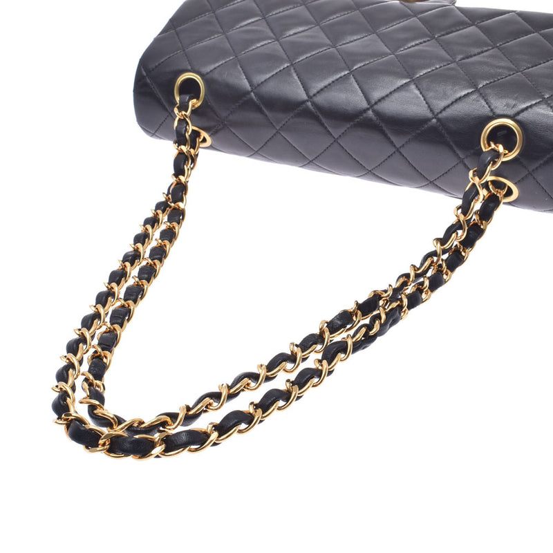 CHANEL chain shoulder bag 14143 black gold metal fittings ladies lambskin shoulder bag used