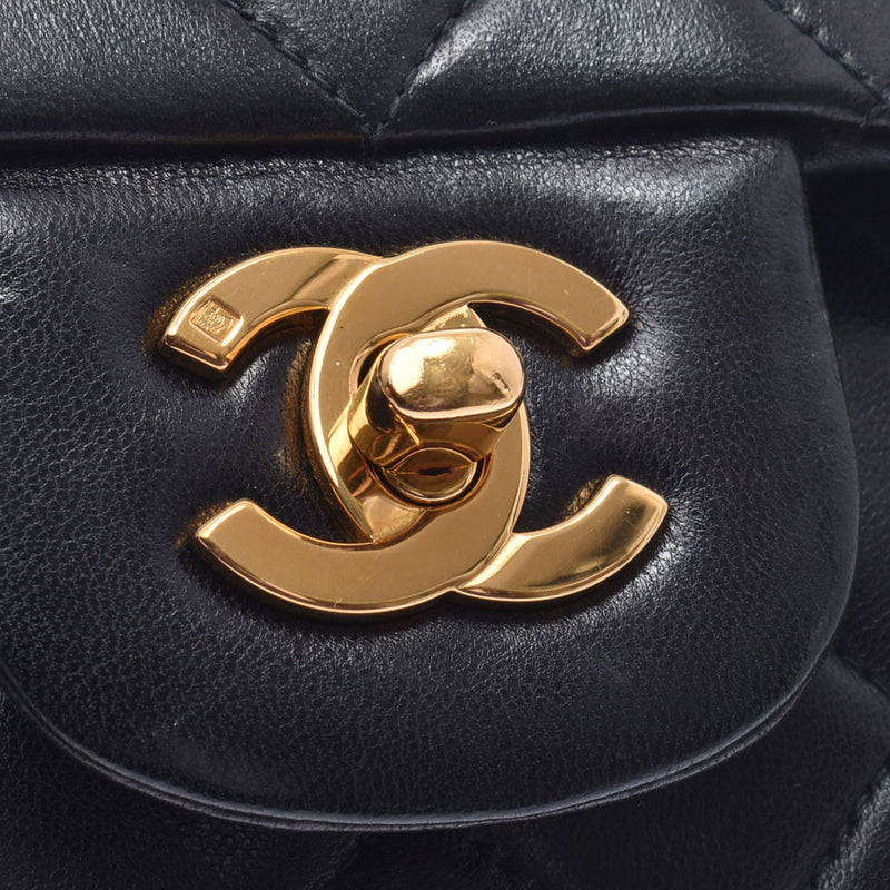 CHANEL chain shoulder bag 14143 black gold metal fittings ladies lambskin shoulder bag used