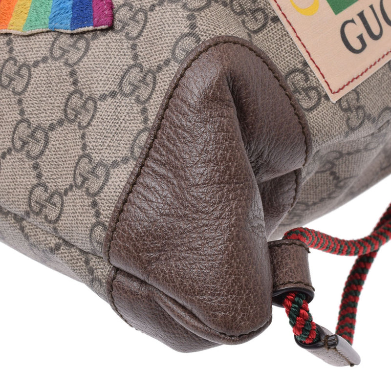 GUCCI Gucci drawstring backpack beige / brown 473872 unisex GG Supreme canvas backpack rucksack a-rank used silver stock