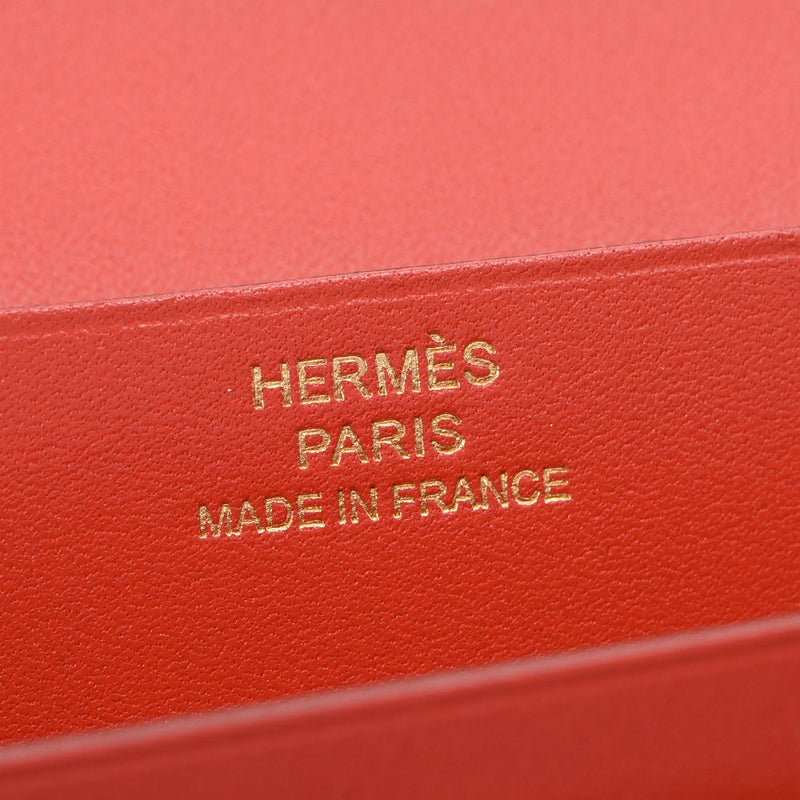 HERMES爱马仕Bairnsfure橙金色金属配件C刻（2018年左右）刻男女通用框小牛皮双向钱包使用