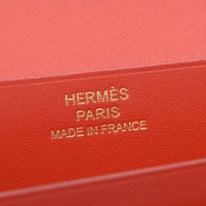 HERMES エルメスベアンスフレ 
 オレンジ系 ゴールド金具 C刻印(2018年頃)刻印 ユニセックス ボックスカーフ 二つ折り財布
 
 中古