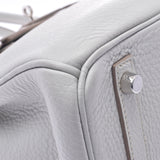 HERMES Birkin 30 pearl gray silver metal fittings □Q stamped (around 2013) Ladies Taurillon Clemence Handbag Shindo Used Ginzo