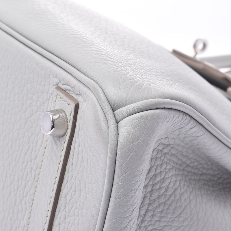HERMES Birkin 30 pearl gray silver metal fittings □Q stamped (around 2013) Ladies Taurillon Clemence Handbag Shindo Used Ginzo