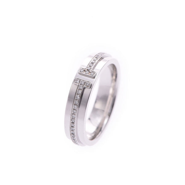 TIFFANY&Co. Tiffany T-TWO ring No. 9 ladies K18WG / diamond ring a rank used silver