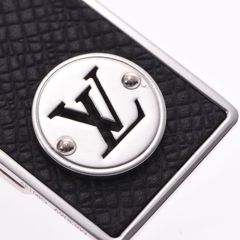 Louis Vuitton Money Clip Club Taiga Logo Black Silver in Taiga