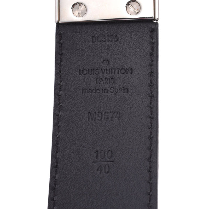 LOUIS VUITTON ルイヴィトンダミエアンフィニ サンチュールボストン 100cm 
 黒 シルバー金具 メンズ レザー ベルト
 M9674 
 中古
