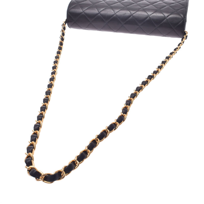 CHANEL chain shoulder bag shoulder bag push lock black gold hardware ladies lambskin shoulder bag used