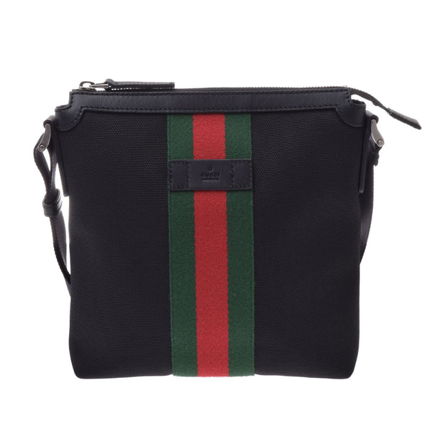 GUCCI グッチ ショルダーバッグ シェリーライン 黒 471454 ユニセックス キャンバス ショルダーバッグ 新同 中古 銀蔵