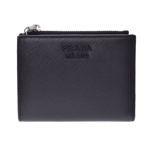 PRADA Prada Black 1ML023 Ladies Saffiano Bi-fold Wallet Shindo Used Ginzo