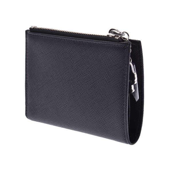 PRADA Prada Black 1ML023 Ladies Saffiano Bi-fold Wallet Shindo Used Ginzo