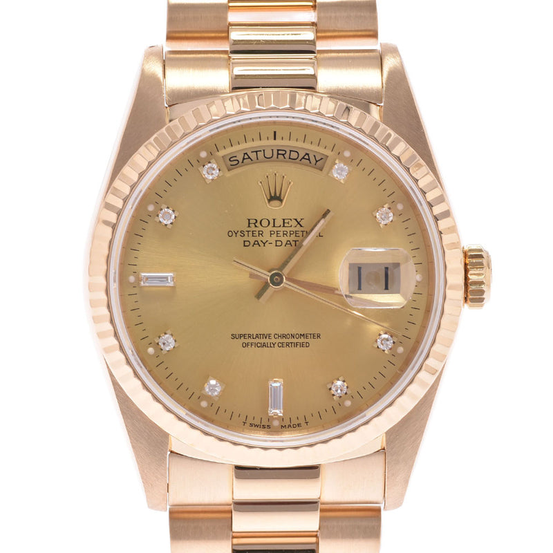 ROLEX Rolex Day-Date 10P Diamond 18238A Men's YG/Diamond Watch Automatic Champagne Dial A Rank Used Ginzo